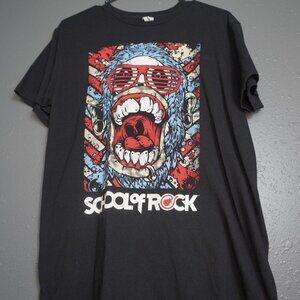 School Of Rock Mens Black And Multi Color Graphic Short Sleeve Shirt Size Medium